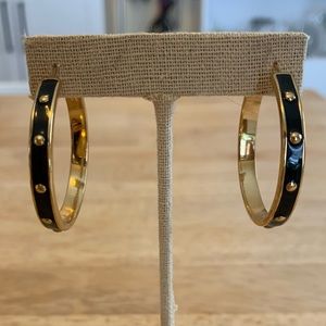 Kate Spade black and gold tone hoop earrings